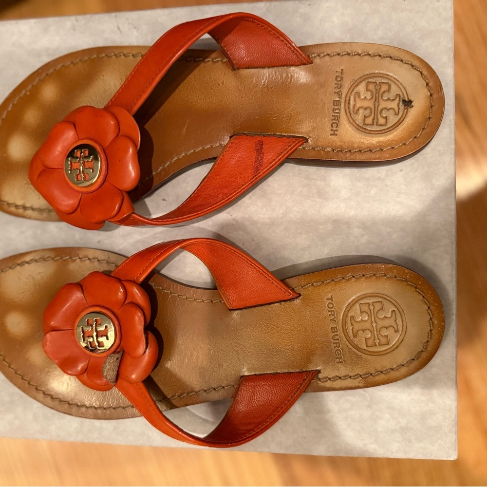 Tory Burch Red Floral Sandals